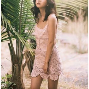Pink crochet mini dress